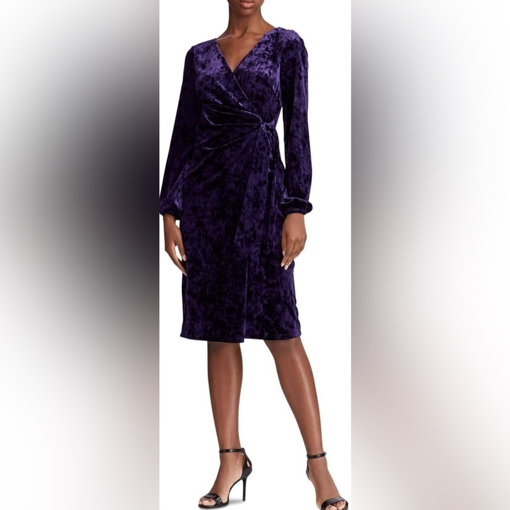 Lauren Ralph Lauren Women's Velvet V-Neck Wrap Dress